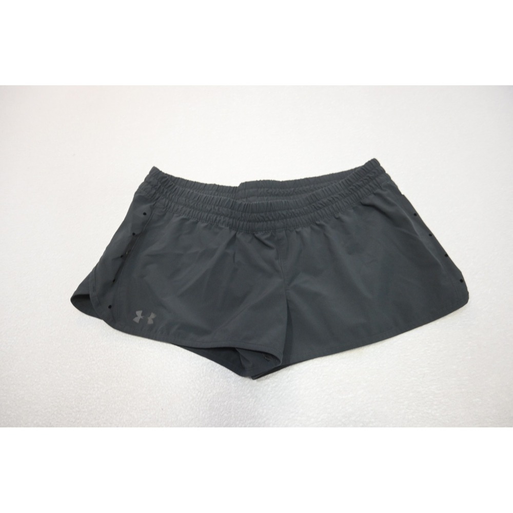 Under Armour Running Shorts Womens Large Fitted Gray Perforated Athletic EUC